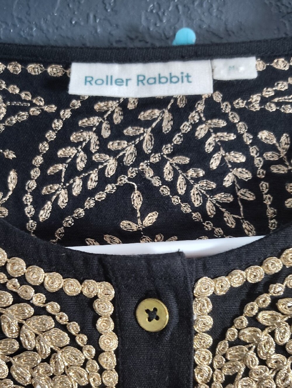 Roller Rabbit Black Maxi Dress with Gold Embroidery - Picture 2 of 12